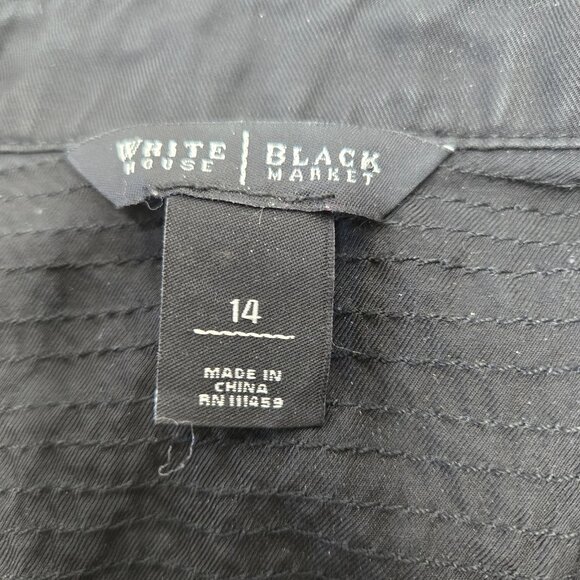 White House Black Market Light Jacket Women's 14 Black Ruffle Collar 3/4 Sleeve - Picture 2 of 8